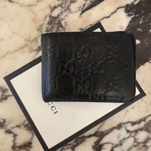 Gucci Guccissima Black Leather Bifold Wallet – Authentic – Box Included